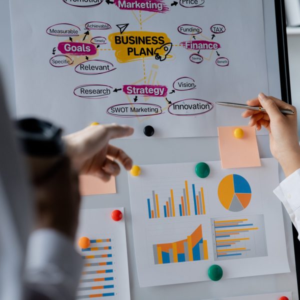 The sales department is having a monthly summary meeting to bring it to the department manager, they are verifying the correctness of the documents that are prepared before bringing in to the manager