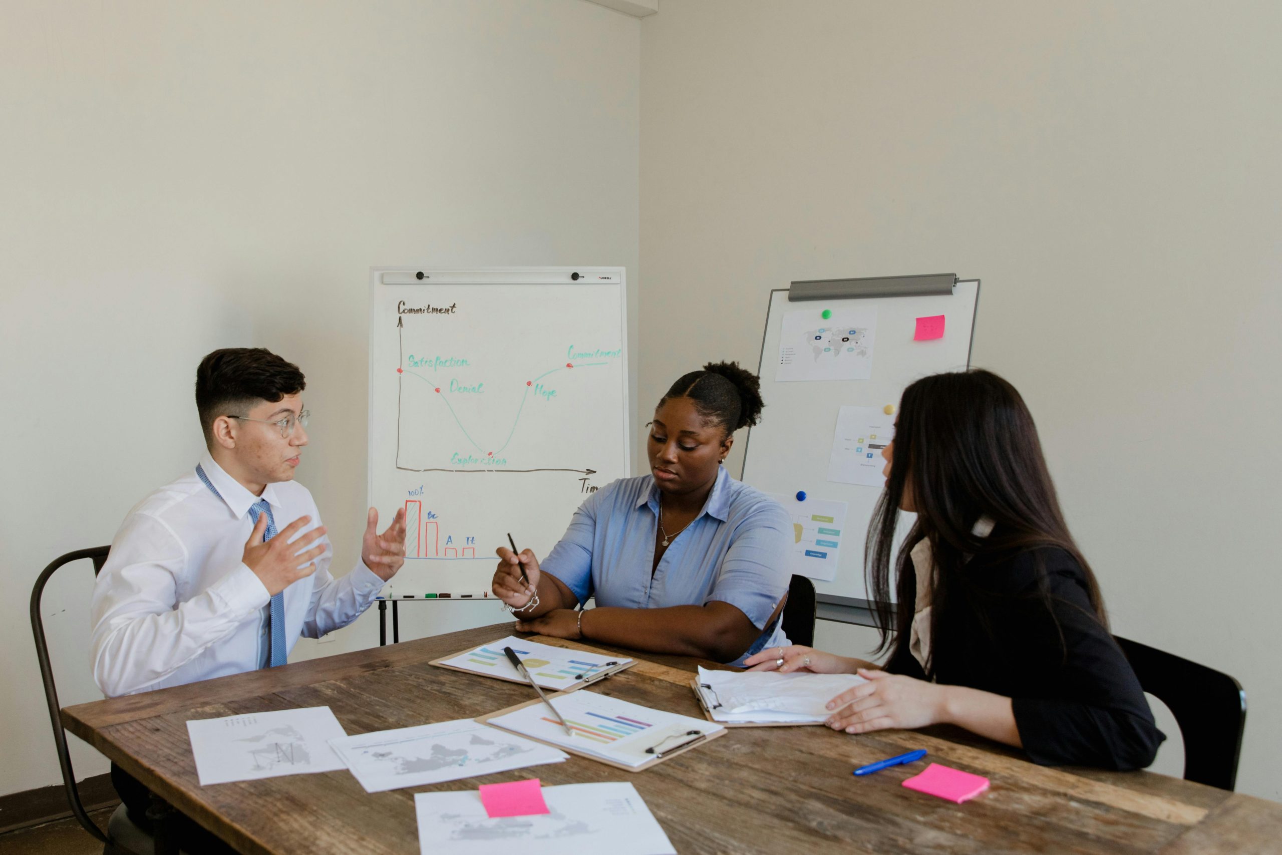 An image of a team aligning on brand guidelines to keep messaging and customer experience consistent across channels.