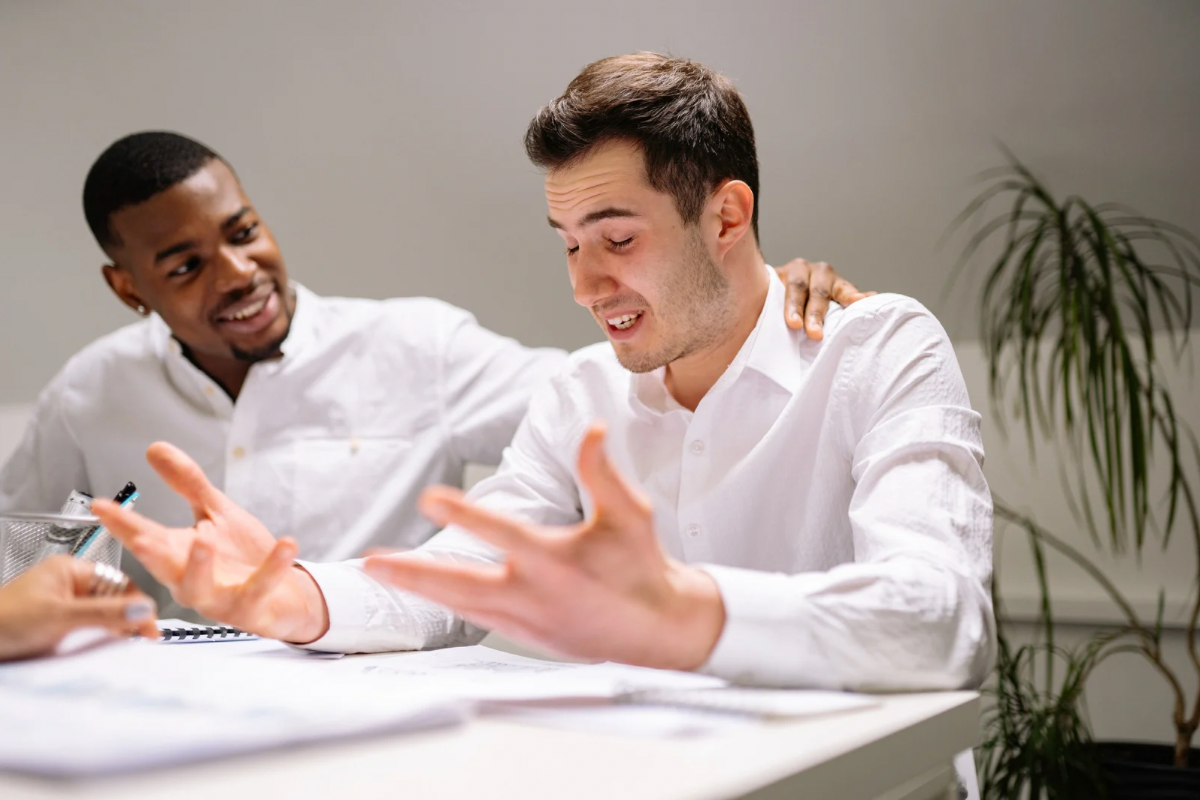 A marketer trying to convince the other who is in distress.