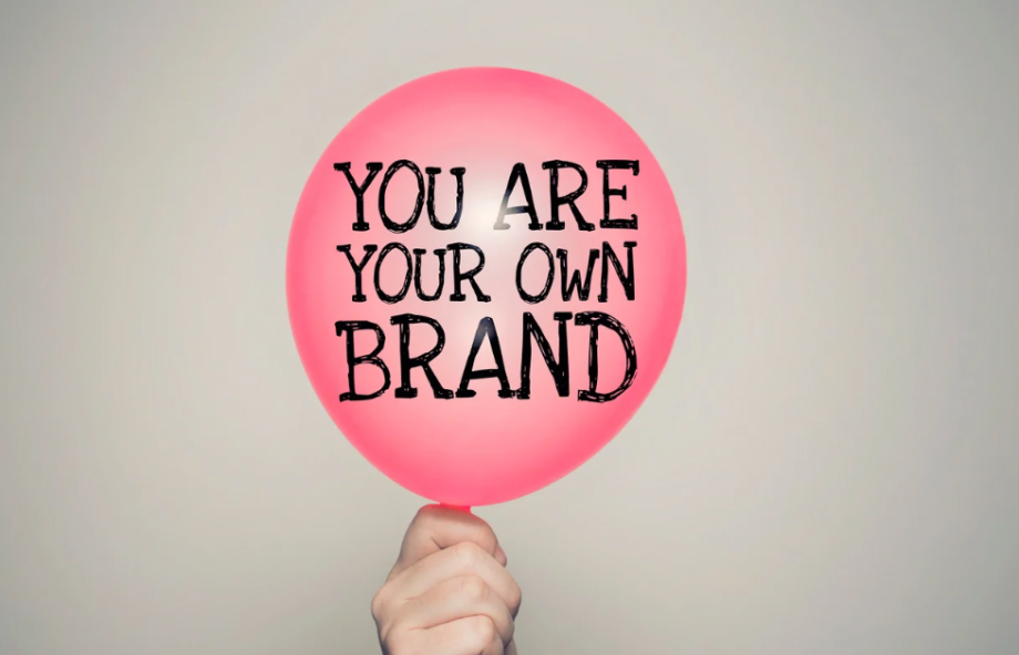 You are your own brand” text on a pink balloon, introducing the idea that employees are the first audience and carriers of a brand story.