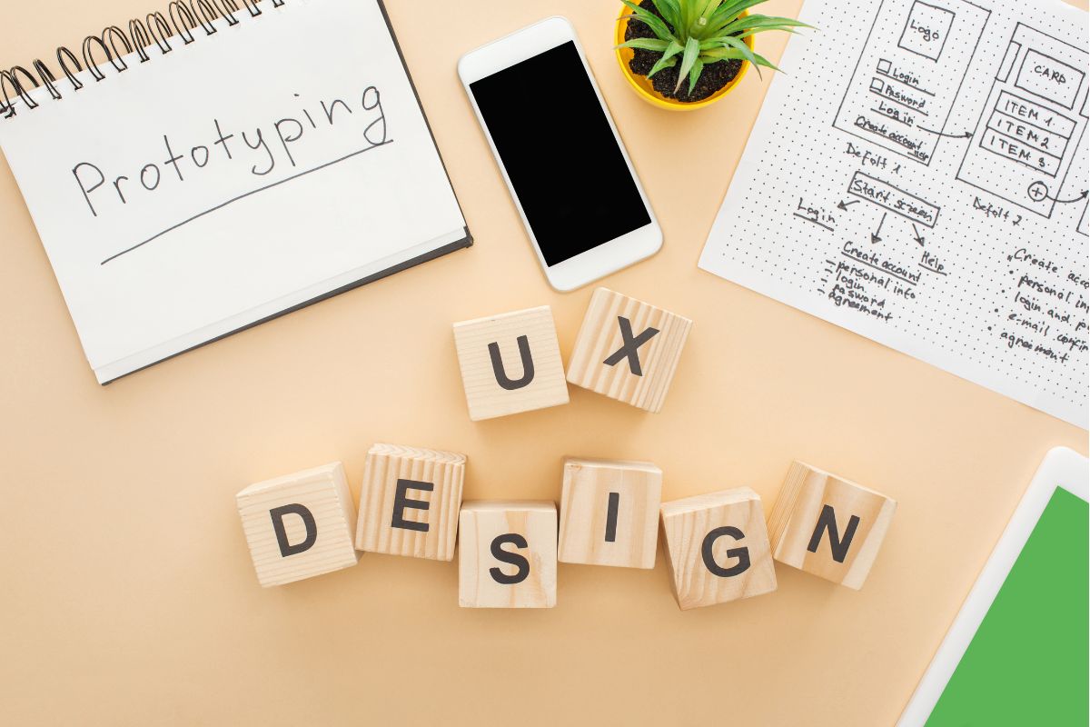 Comparison between wireframe structure and final UI design mockup