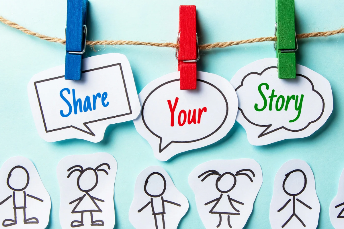 Speech bubbles representing the shift toward authentic, customer-centric brand narratives.