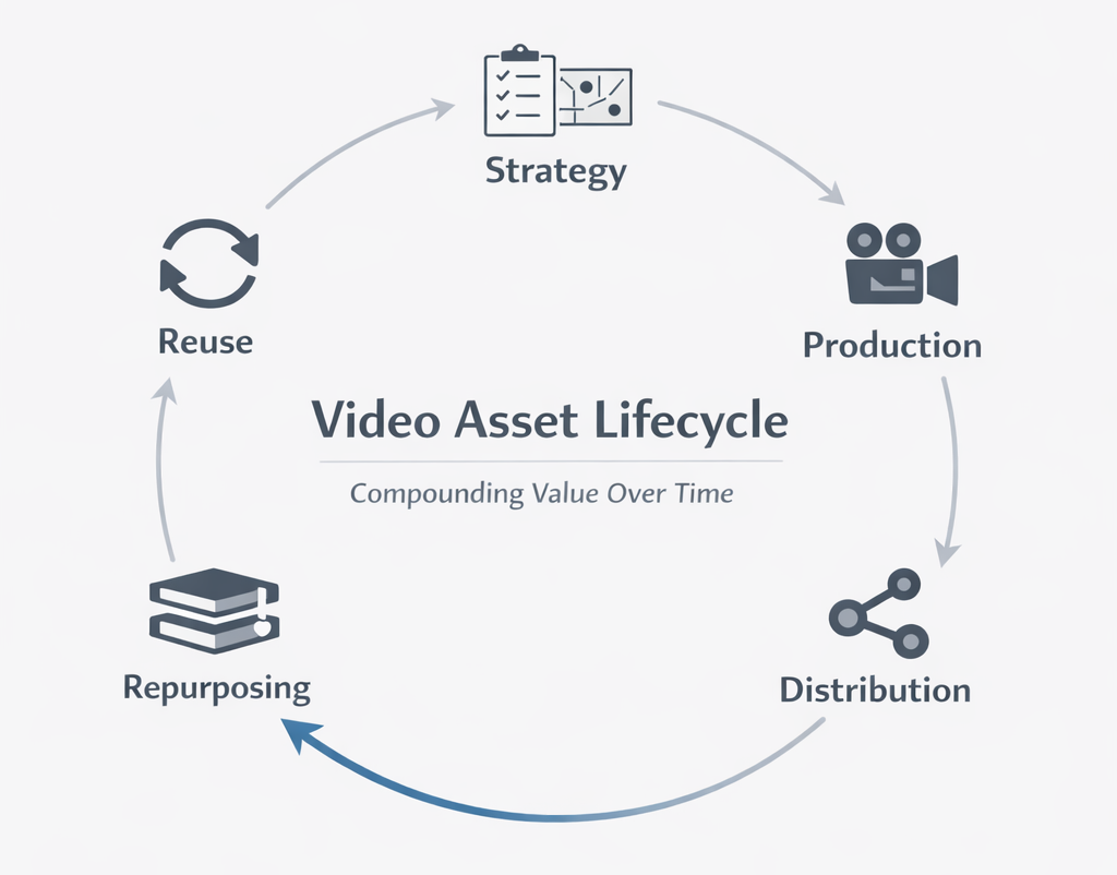 Lifecycle of video content from creation to reuse and long-term value